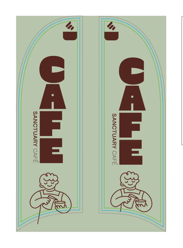 Sanctuary Café bow flag artwork